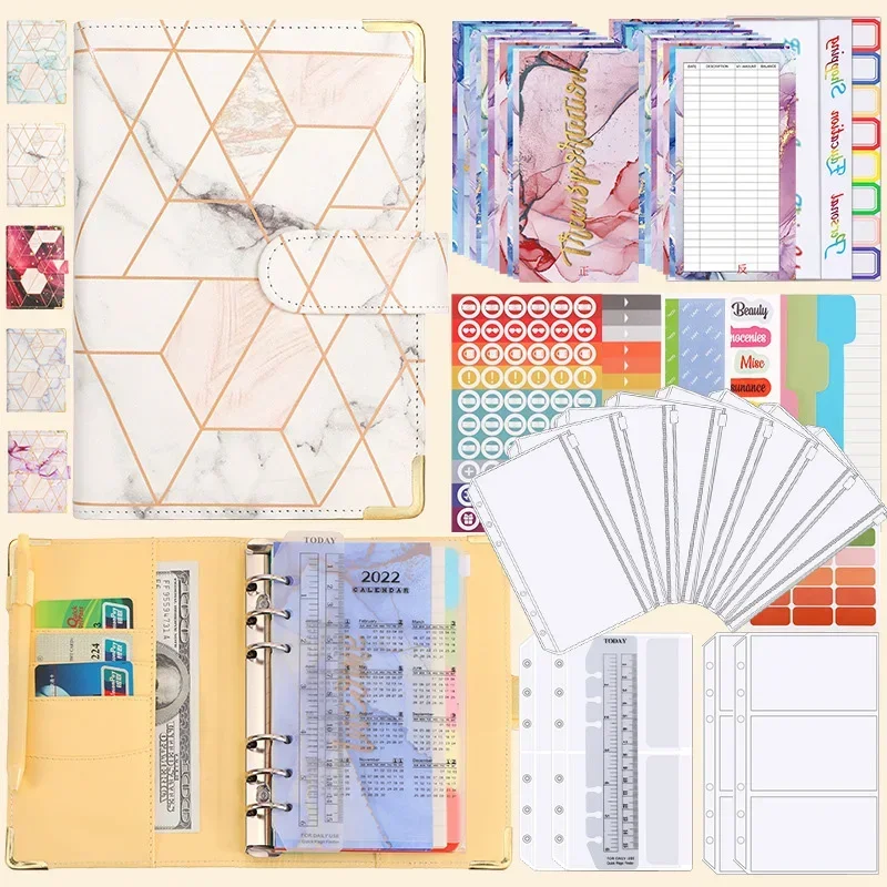 

Marble Colorful Money Budget Planner A6 Binder Zipper EnvelopesCash Envelopes for Budgeting Money Organizer for Budget Binde