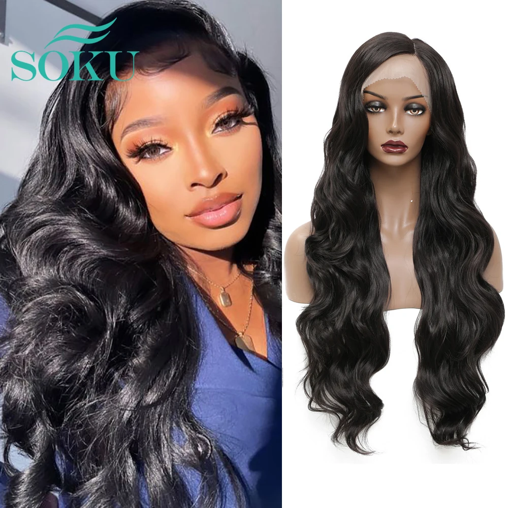 Synthetic Lace Front Wigs L Part Lace Wig Dark Brown Color SOKU Heat Resist Fiber Soft Long Wavy Hair 99J For Black Women
Synthetic Lace Front Wigs L Part Lace Wig Dark Brown Color SOKU Heat Resist Fiber Soft Long Wavy Hair 99J For Black Women