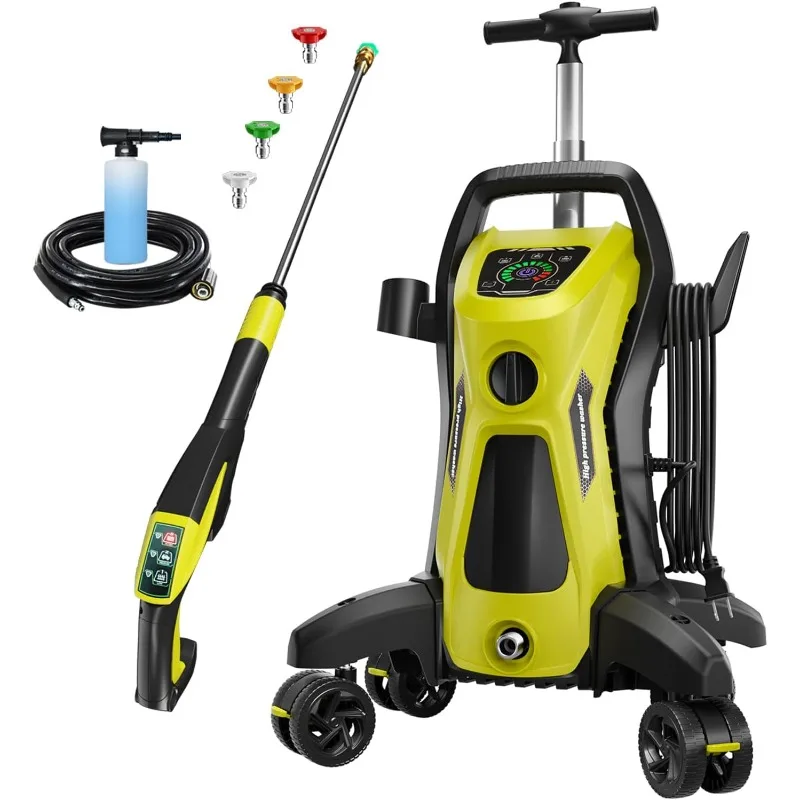 

Electric Pressure Washer - 3.2 GPM Electric Pressure Washer with Upgraded Spray Handle Pressure Control and 4 Anti-Tip Wheels