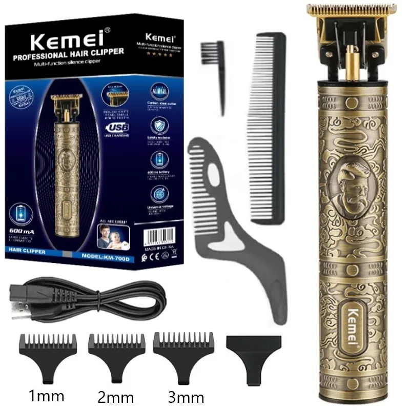 

Kemei KM-700D Professional Hair Clipper Barber Hair Trimmer for Men Retro Buddha Cordless Edge Electric Hair Cutting Machine