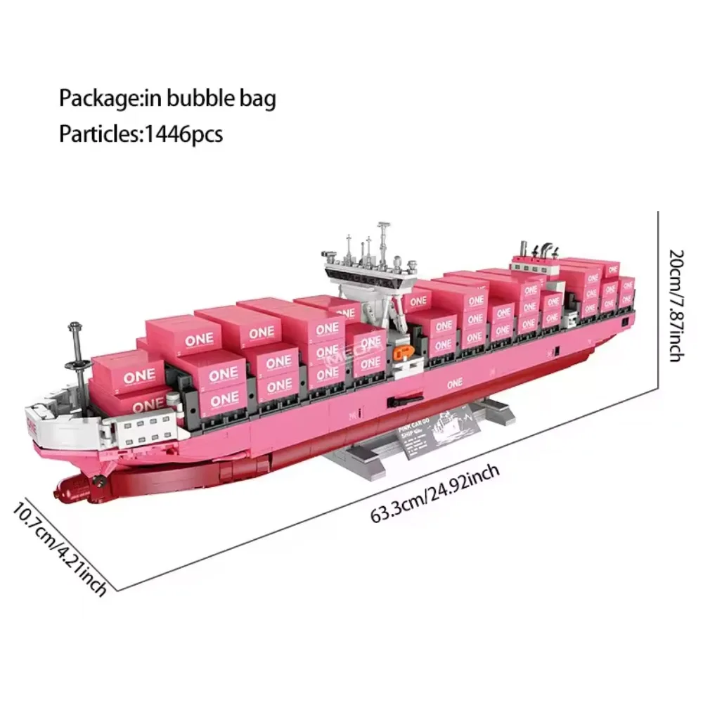 Creative City Pink Cargo Freighter Container Ship MOC Building blocks Toys Gifts collection Large Cargo Ship Set 1446pcs Creative City Pink Cargo Freighter Container Ship MOC Building blocks Toys Gifts collection Large Cargo Ship Set 1446pcs