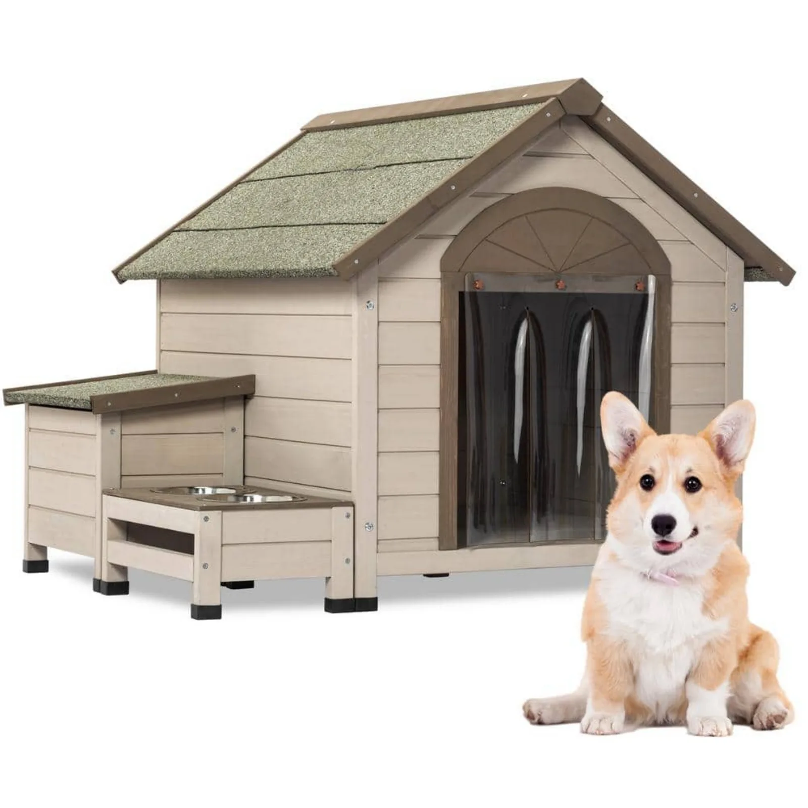 US Outdoor Wood Dog House with Open Roof for Small to Medium Dogs Storage Box Elevated Feeding Station 2 Bowls Weatherproof
US Outdoor Wood Dog House with Open Roof for Small to Medium Dogs Storage Box Elevated Feeding Station 2 Bowls Weatherproof