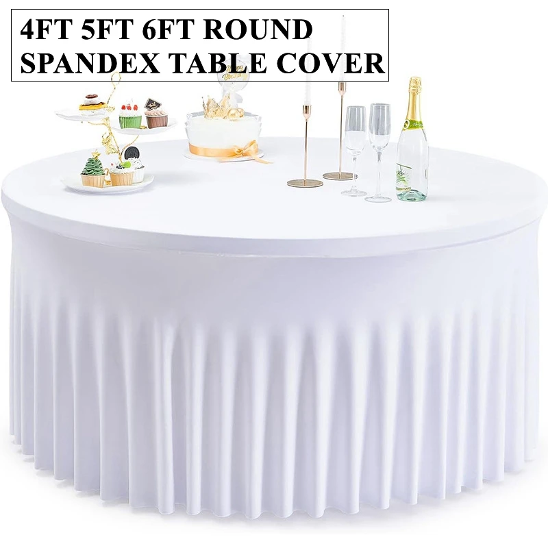 

New Design Bottom Ruffled Spandex Table Cloth Lycra Stretch Table Cover Linen For Banquet Event Wedding Decoration