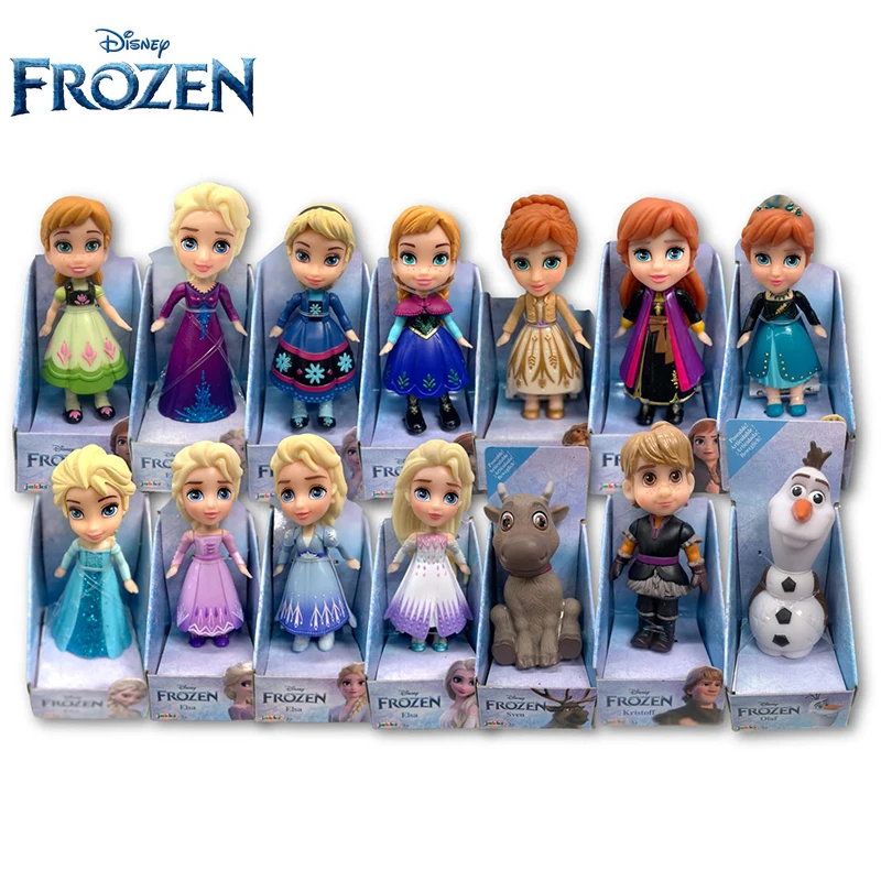 

Original Disney Frozen Princess Elsa Anna Olaf Mini Figurines Dolls Poseable Cute Anime Action Figure Collectible Doll Girl Gift
