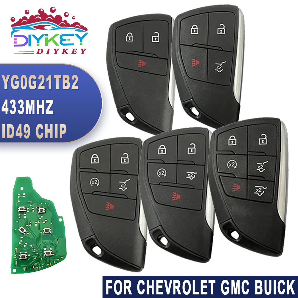 

4/5/6 кнопка для Chevrolet Suburban Tahoe 2021 2022 GMC Yukon XL Buick 433 МГц чип ID49 FCC ID: YG0G21TB2 смарт-брелок дистанционное управление