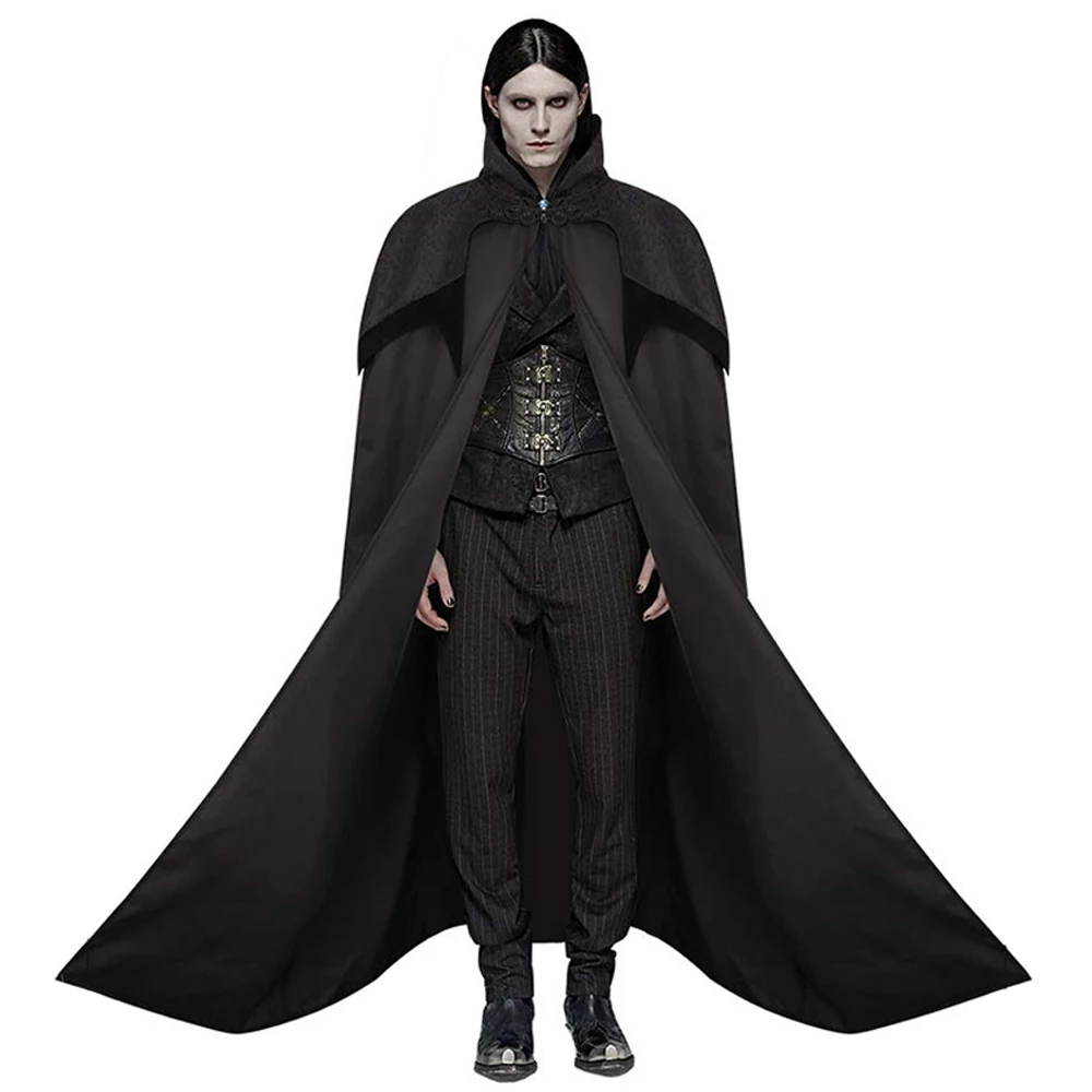 

Halloween Medieval Men Cosplay Knight Pirate Costumes Gothic Retro Hooded Cloak Capes Vampire Long Robes Carnival Dress Up Party