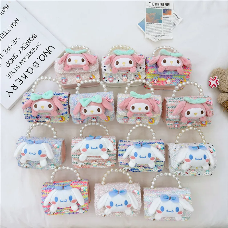 

Маленькая квадратная сумка Cinnamoroll My Melody Sanrio Kawaii аниме милая мультяшная сумка через плечо для студентов большая емкость для девушек Рождественский подарок