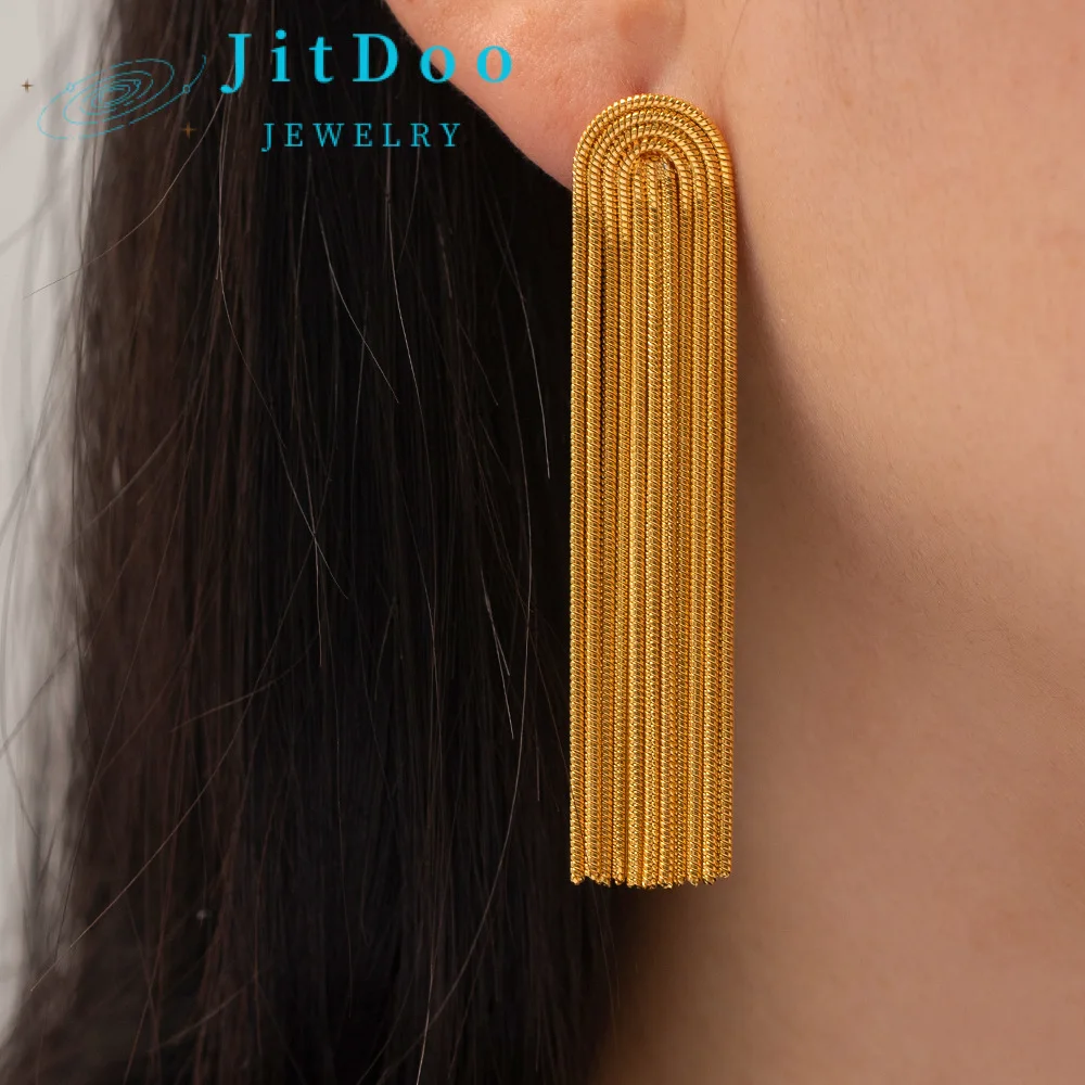 JitDoo Sexy 18k Gold Plated Stainless Steel Tassel Drop Earrings for Women Personality Accessories Party Jewelry Birthday Gifts
JitDoo Sexy 18k Gold Plated Stainless Steel Tassel Drop Earrings for Women Personality Accessories Party Jewelry Birthday Gifts