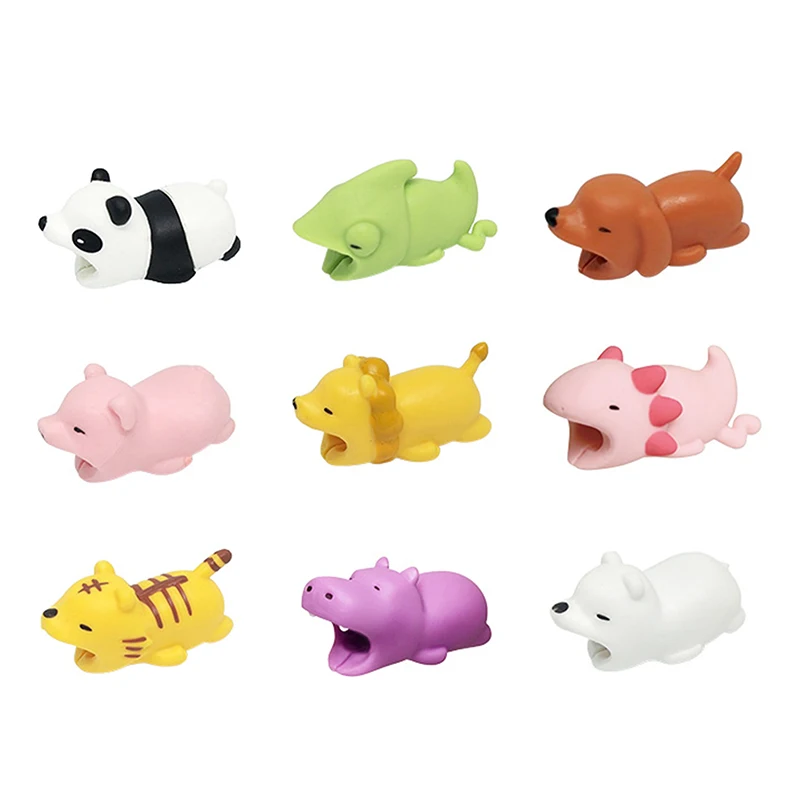 

Cute Cartoon Animal Phone USB Line Charger Data Bite Cord Protector Cable Organizers Cable Saver Cover Phone Holder Accessory