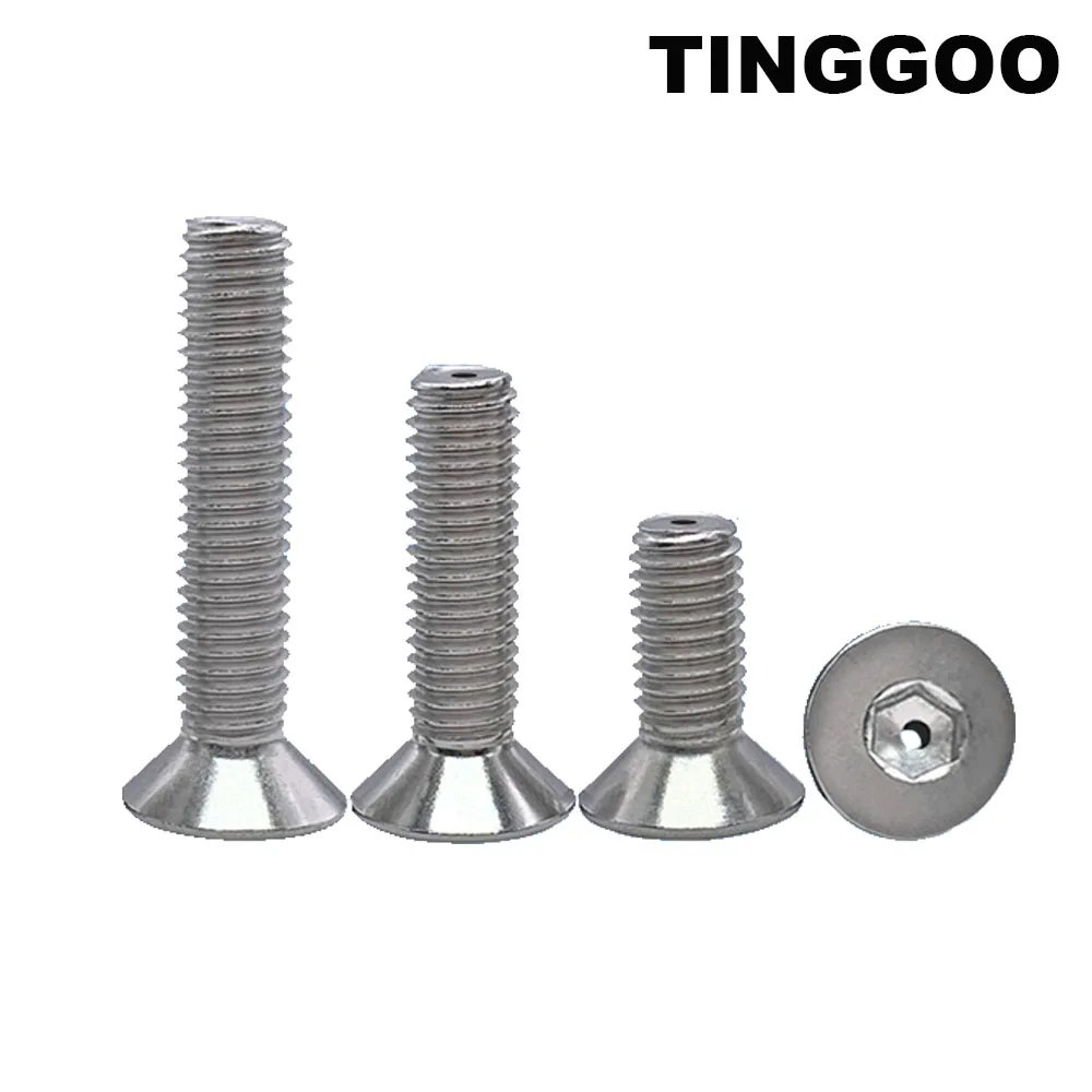 

2pcs M3 M4 M5 M6 304 Stainless Steel Hollow Hole Through Air-out Pass Allen Hexagon Hex Socket Flat Countersunk Head Screw Bolt