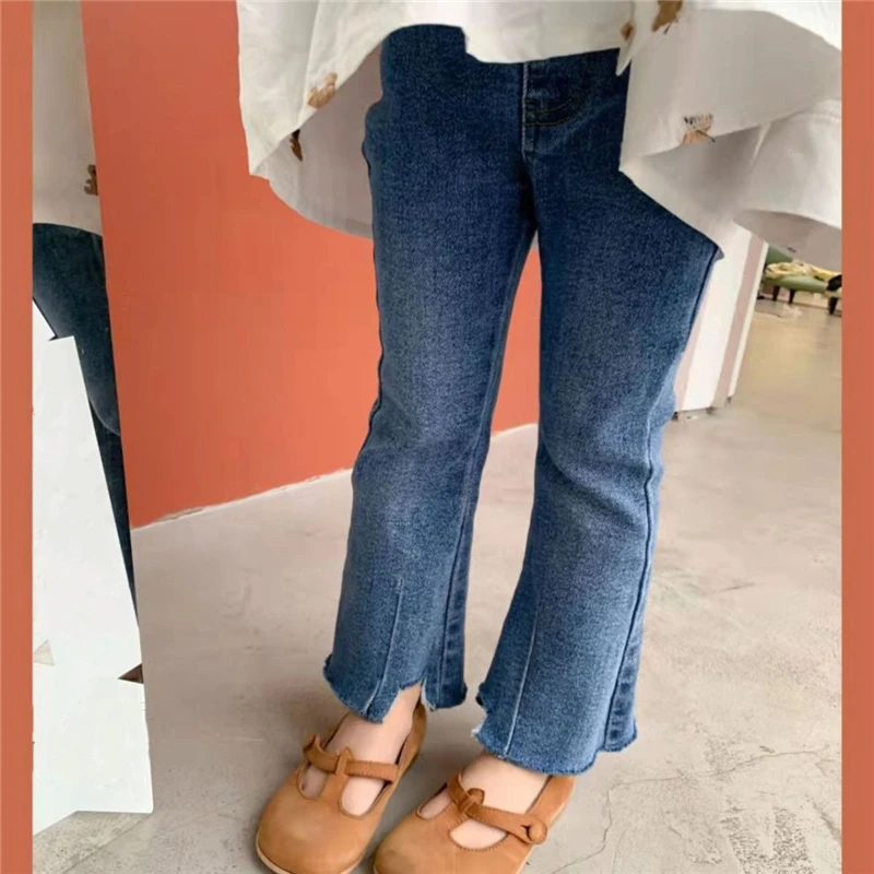 

Girls Fashionable All-match Denim Flared Pants Children's Foreign Flavor Outer Wearing Trousers Baby Girls High Elastic Jeans