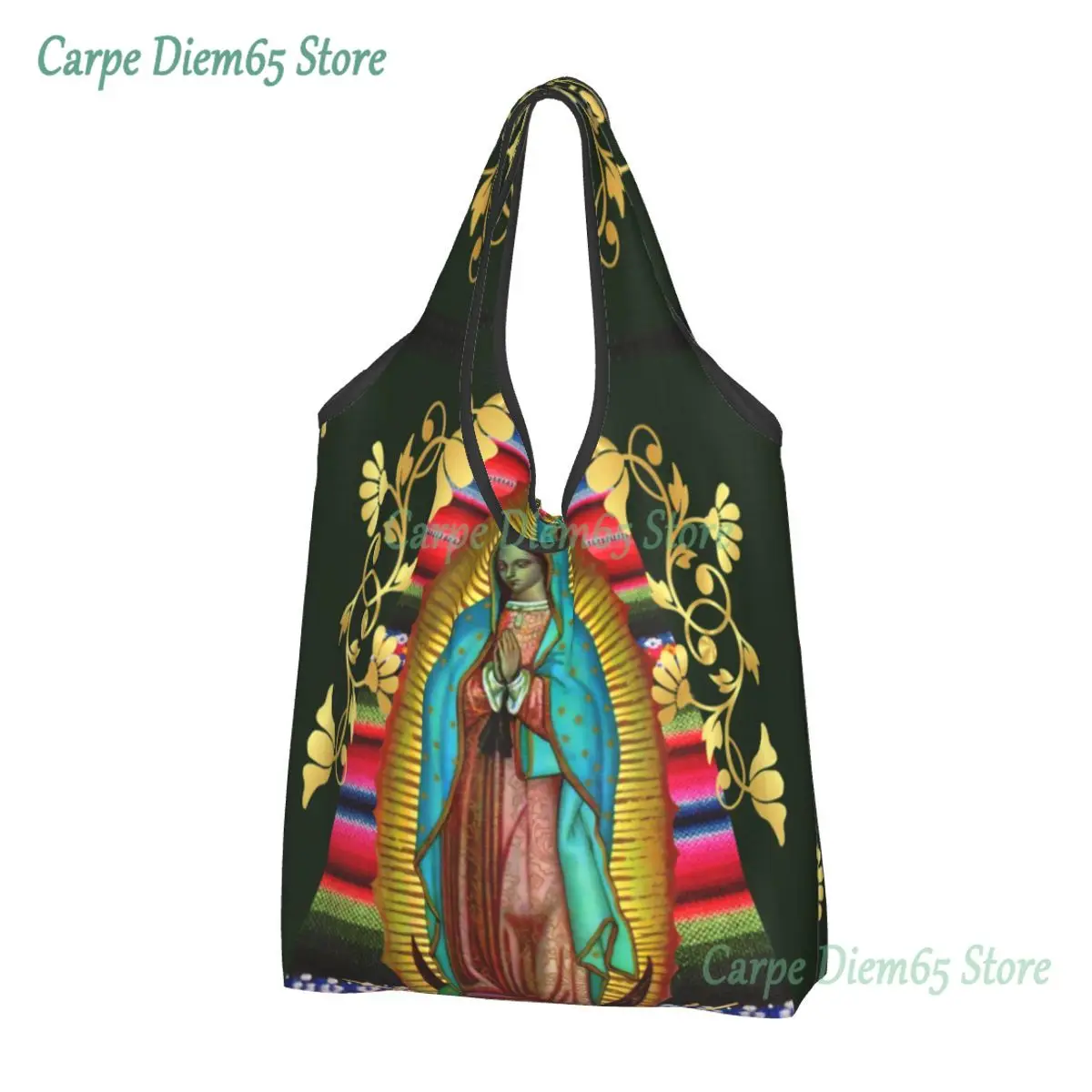 

Our Lady Of Guadalupe Virgin Mary Groceries Shopping Bag Shopper Tote Shoulder Bag Large Portable Jesus Mexico Christian Handbag