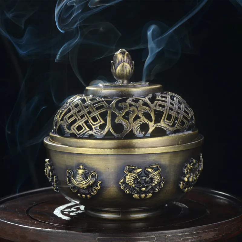 9.6*9.2cm Pure Copper Creative Hollow Eight Auspicious Symbol Carving Retro Style Home Office Putting Decorate Incense Burner
9.6*9.2cm Pure Copper Creative Hollow Eight Auspicious Symbol Carving Retro Style Home Office Putting Decorate Incense Burner