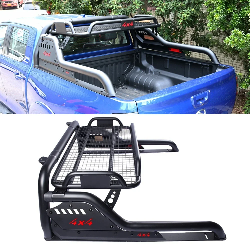 

Extended Truck Bed Rack Steel High Roll Bar Cage Luggage Basket Carrier custom for Pickup Trucks custom