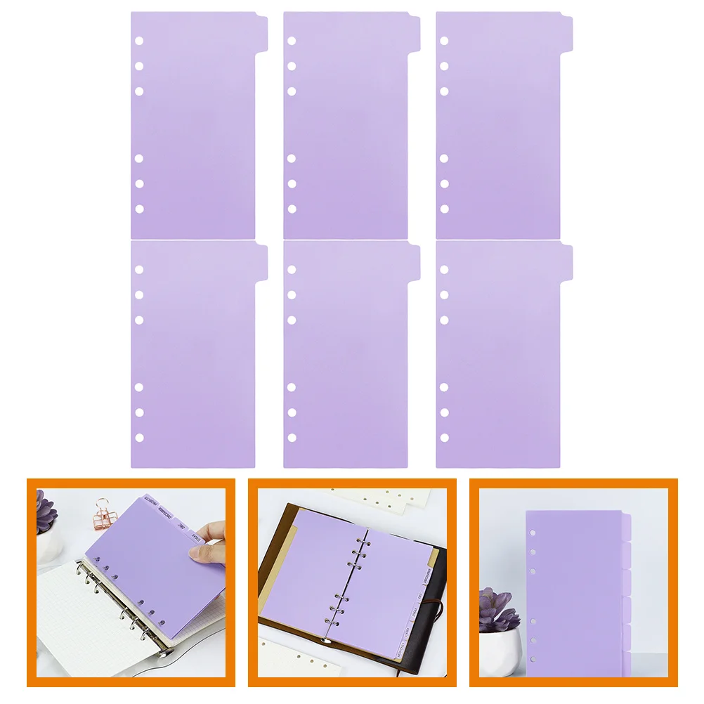 

6 Pcs Label Notebook Index Paper Loose-leaf Separator Page 6-hole Partition Binder Dividers Pp Plastic Tabs