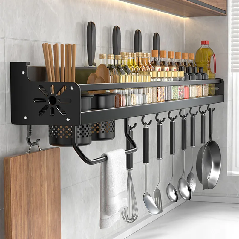 

Kitchen Organizer Multifunctional Wall-mounted Spice Rack Knife Shovel Spoon Chopsticks Condiment Storage Shelf Kitchen Supplies