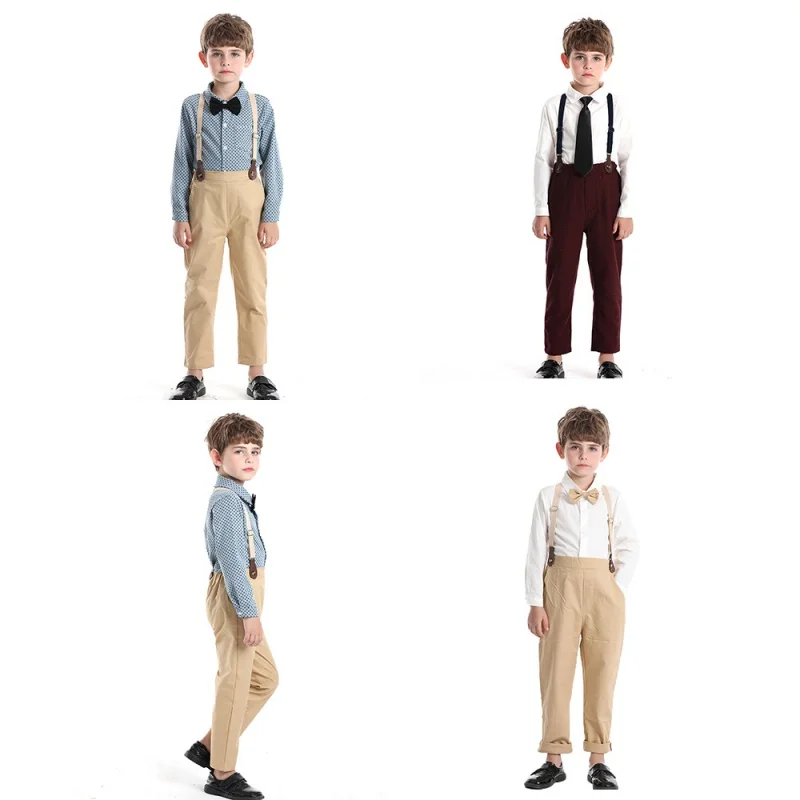 Children's Long-Sleeved Bow Tie Cardigan Autumn Boys' Trousers with Straps Fashion Two-Piece Suit Middle and Big Children's Dres
Children's Long-Sleeved Bow Tie Cardigan Autumn Boys' Trousers with Straps Fashion Two-Piece Suit Middle and Big Children's Dres
