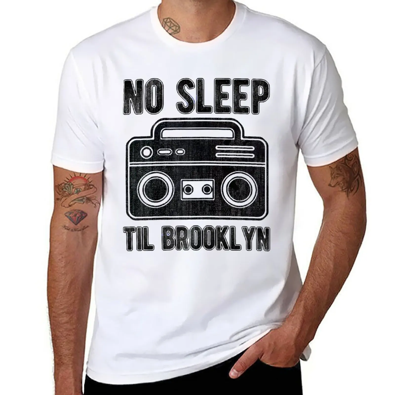 

Новинка, футболка без сна Til Brooklyn Old School, портативная стерео футболка на заказ, графическая футболка s, черная футболка, Мужская футболка s pack
