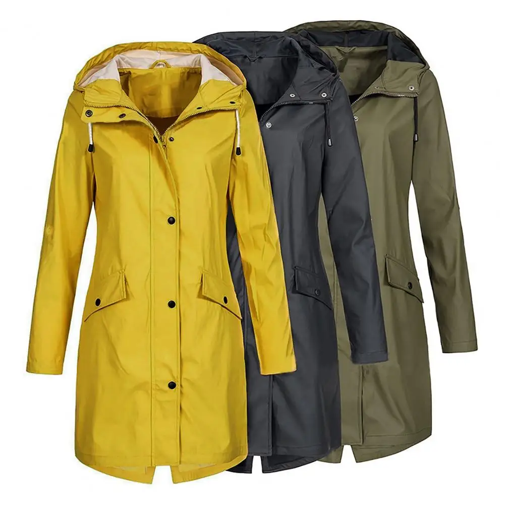 Women Spring Jacket Stylish Women's Hooded Trench Coat Warm Windproof Fashionable Outerwear with Drawstring Buttons Pockets
Women Spring Jacket Stylish Women's Hooded Trench Coat Warm Windproof Fashionable Outerwear with Drawstring Buttons Pockets