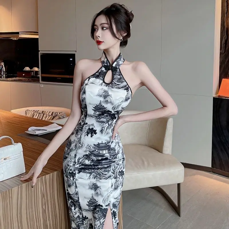 2023 chinese sexy qipao dress sleeveless vintage elegant style split ink printing slim improvement qipao wrap hip qipao dress
2023 chinese sexy qipao dress sleeveless vintage elegant style split ink printing slim improvement qipao wrap hip qipao dress