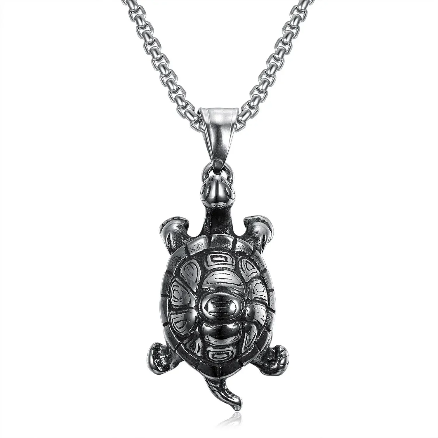 

CHUANGCHENG Stainless Steel Men's Necklace Turtle Tortoise Pendant Chain Jewelry Classic Accessories Chains Neck Jewelry