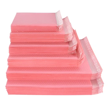 핑크 블랙 버블 백 우편물 패딩 봉투 압출 방지 방수 포장 백, 자체 밀봉 지퍼 백 배송