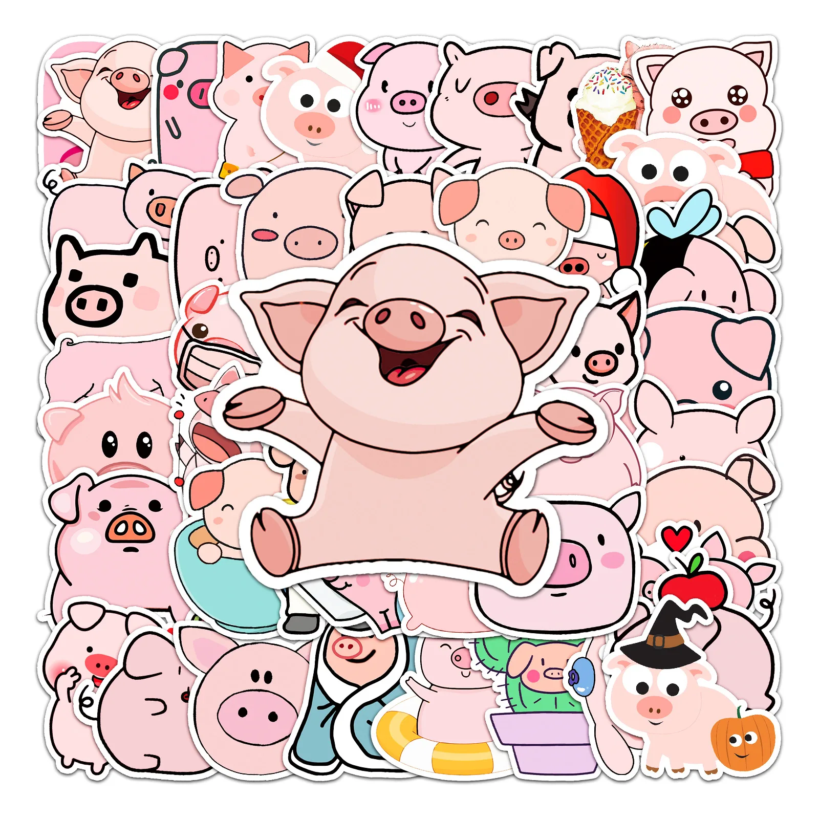 

10/30/50PCS New Popular Cartoon Piggy Graffiti Sticker Helmet Laptop Skateboard DIY Toy PVC Waterproof Reward Sticker Wholesale