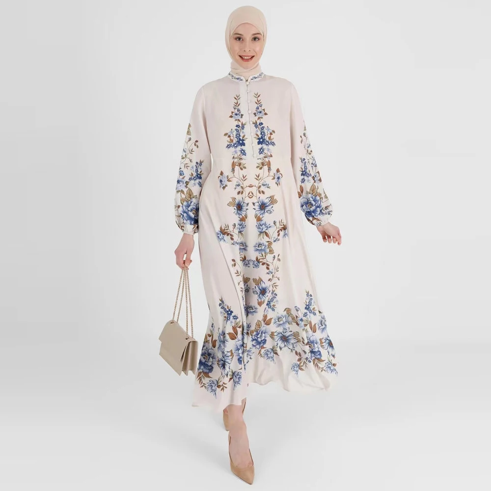 New Muslim Abaya Women's Dresses Elegant Fashion Printed Standing Neck Loose Long Sleeve Dress Islam ArabiaSlim Robes for Party
New Muslim Abaya Women's Dresses Elegant Fashion Printed Standing Neck Loose Long Sleeve Dress Islam ArabiaSlim Robes for Party