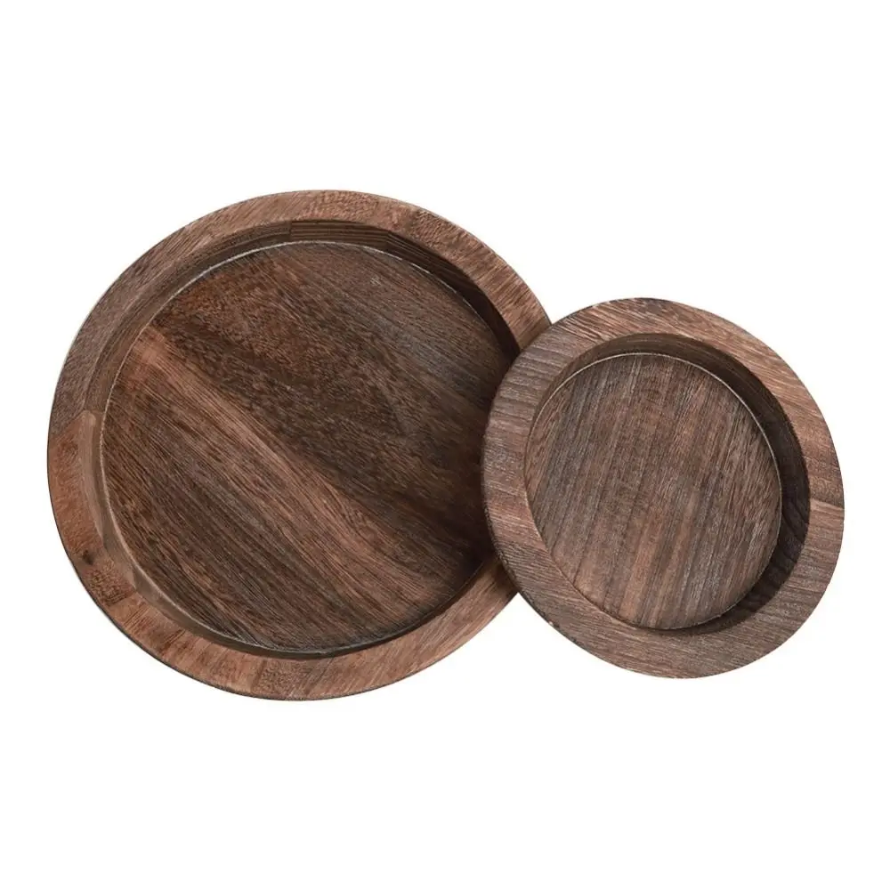 

1Pcs Wooden Home Decor Unbreakable Tableware for Farmhouse Food Dinner Plate Candle Holder Storage Tray Serving Tray