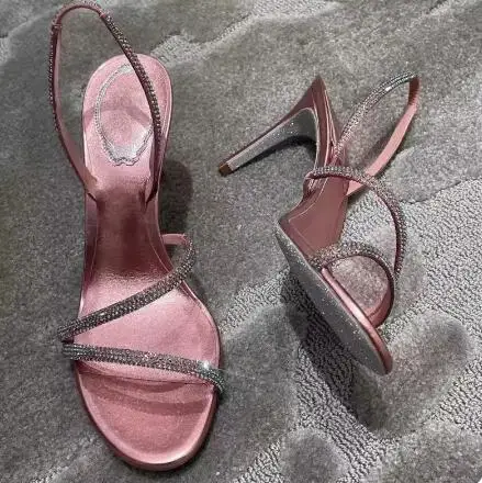 

Moraima Snc Fashion Rhinestones High Heel Sandals Summer Open Toe Cutouts Dress Shoes Sexy Thin Heels Pumps