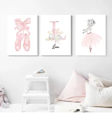 Baby Nursery Ballet Girl Custom Name Wall Art Poster Toe Shoe Prints Pink Flower Canvas Painting Nordic Picture Kids Room Decor
Baby Nursery Ballet Girl Custom Name Wall Art Poster Toe Shoe Prints Pink Flower Canvas Painting Nordic Picture Kids Room Decor