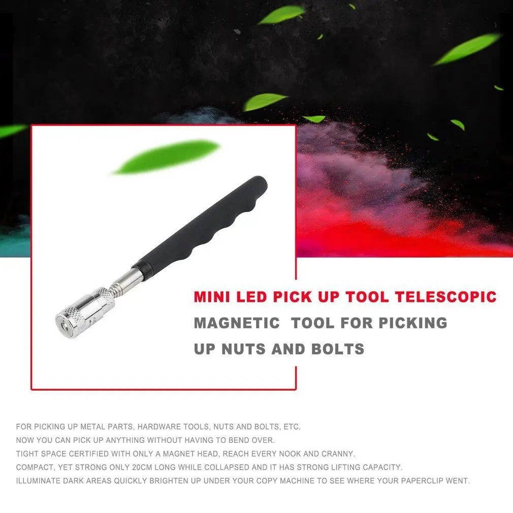 

LED Magnetic Telescopic Pick Up Tool Neodymium Imanes Mini Led Pick Up Magnet for Picking Nuts Bolts Metal Screw Screwdriver