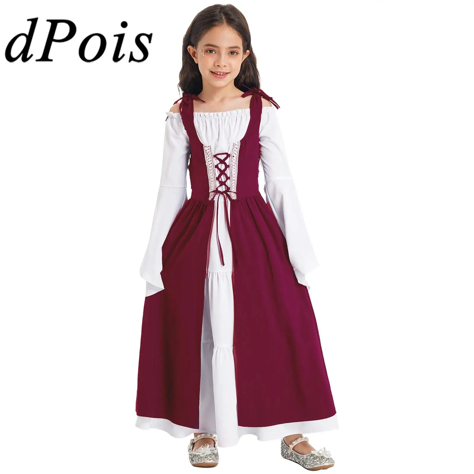

Детское винтажное платье эпохи Возрождения, Готический средневековый костюм, Макси-платья для Хэллоуина, ролевых игр, представлений, бальное платье