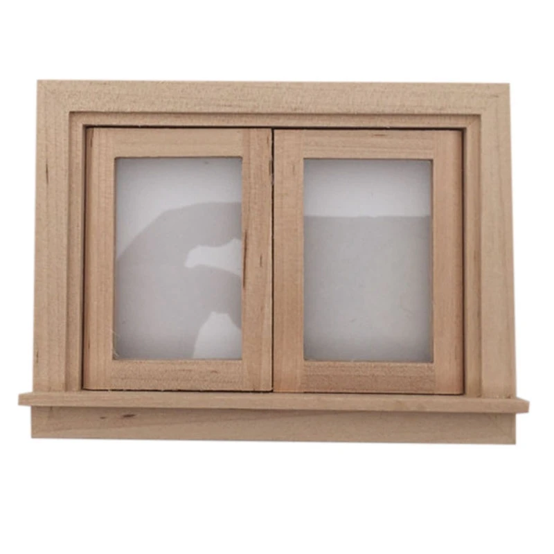 

1/12 Scale Miniature Unpainted Mini Wood 2 Pane Window Frame