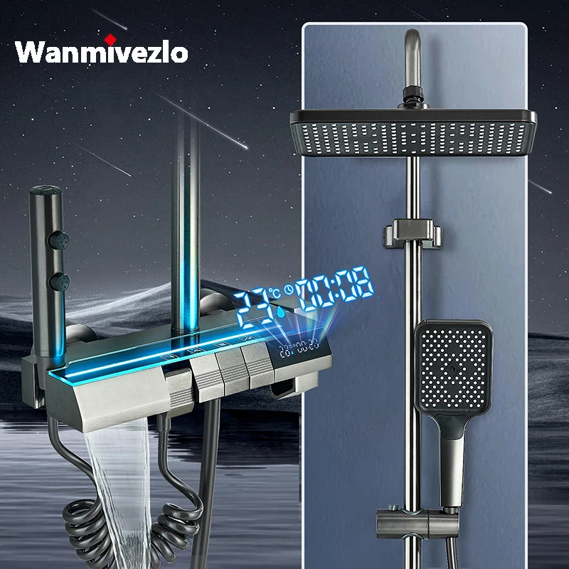 Piano Button Function Smart Digital Display Led Cold Hot Shower