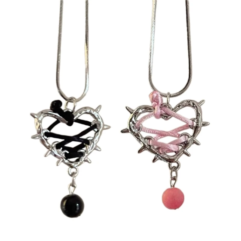 Модное ожерелье из змеиной кости с кулоном в форме сердца, готическое панк-стиль, ожерелье с шипами и лентой, ювелирные изделия 
Модное ожерелье из змеиной кости с кулоном в форме сердца, готическое панк-стиль, ожерелье с шипами и лентой, ювелирные изделия