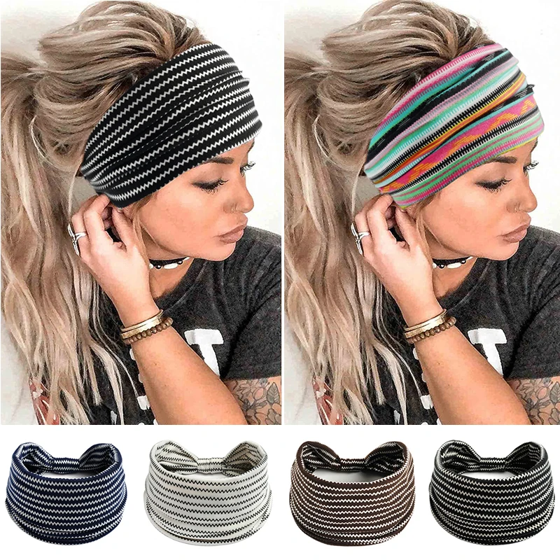 

Twisted Wide Headbands for Women Large Cotton Turban Knotted Elastic Turban Yoga Hair Bands Twisted Bandana Hair Accessories