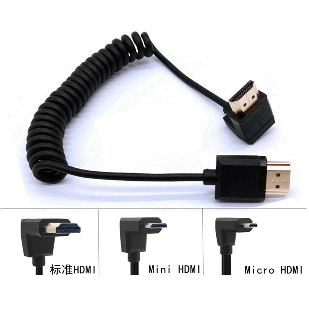 

4k micro HDMI elbow SLR camera ultra fine soft HDMI spring cable 2.0 4K60P ultra fine spiral Atomos Astro high definition data c