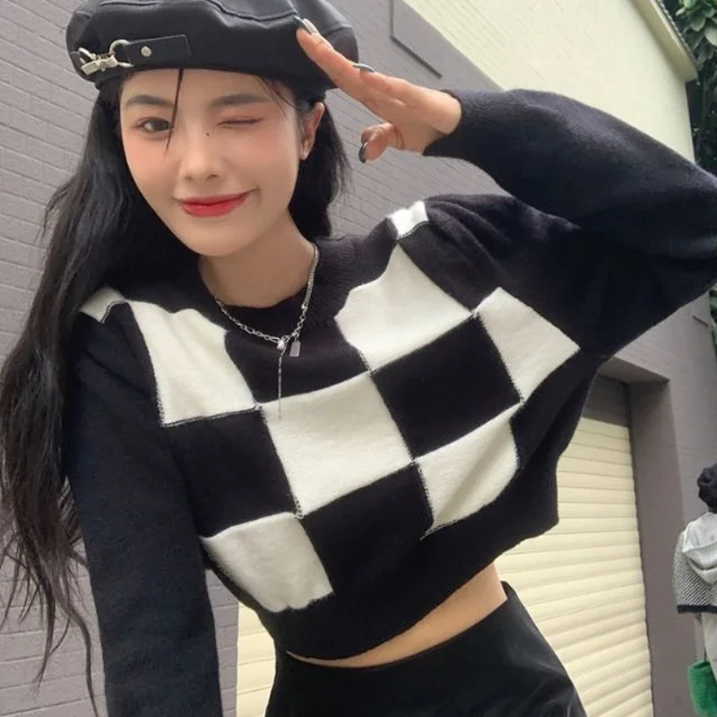 Ladies Sweaters Crop Pullovers Plaid Knitted Top for Women White Short Designer Clothing Modern Winter Thermal Blouse New in Hot
Ladies Sweaters Crop Pullovers Plaid Knitted Top for Women White Short Designer Clothing Modern Winter Thermal Blouse New in Hot