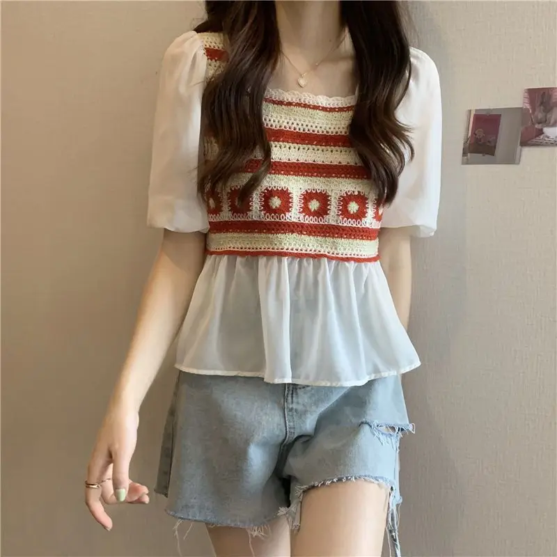 Yasuk Summer Pullover Women's Crochet Hook Fake Two Pieces Simple Gentle Hollow Out Flower Sun Protection Tulle Bohemia Blouse
Yasuk Summer Pullover Women's Crochet Hook Fake Two Pieces Simple Gentle Hollow Out Flower Sun Protection Tulle Bohemia Blouse