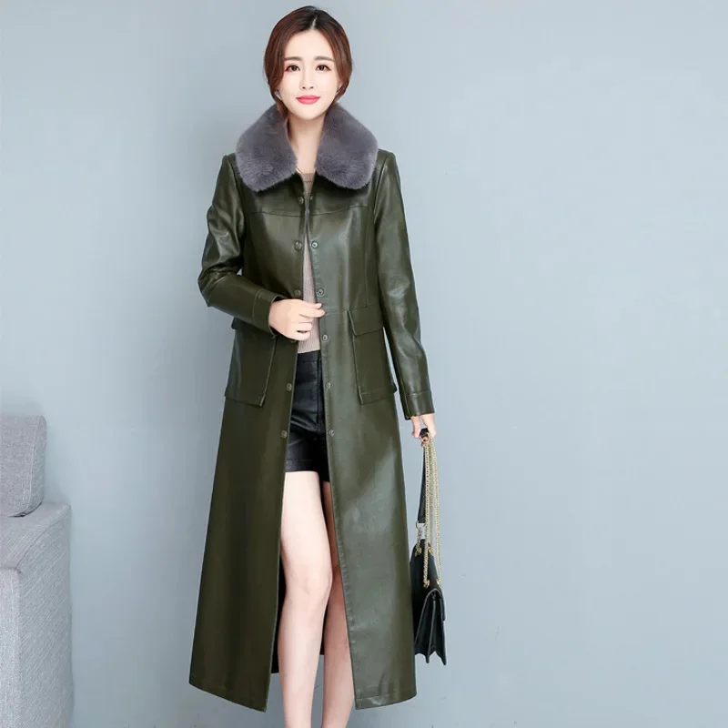2023 Autumn Genuine Leather Jacket Women Real Long Sheepskin Coat Fur Collar Women's Trench Lapel New Outerwear Overcoat
2023 Autumn Genuine Leather Jacket Women Real Long Sheepskin Coat Fur Collar Women's Trench Lapel New Outerwear Overcoat