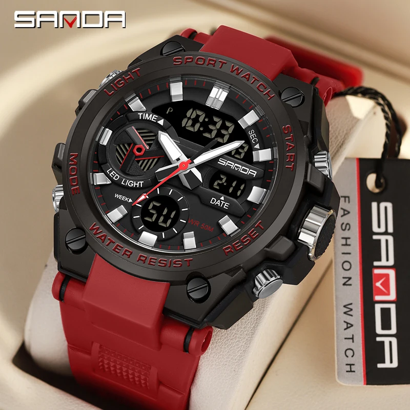 

Watch Digital Wristwatches SANDA 3311 Male Student Youth Fashion Trend Military Multifunctional Nightlight Waterproof Electronic