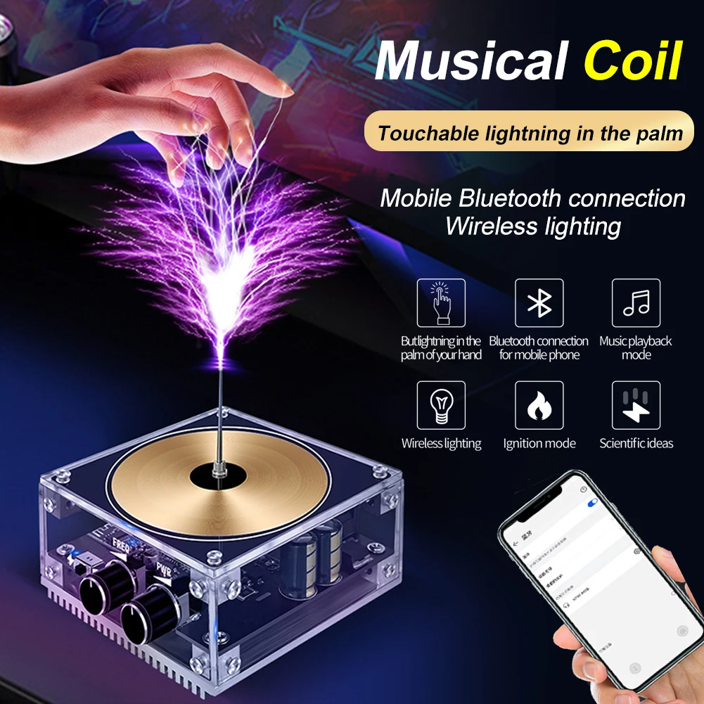EU Musical Tesla Coil Bluetooth Music Coil Loudspeaker Touchable Artificial Lightnin Electric Power Wireless Transmission Toy
EU Musical Tesla Coil Bluetooth Music Coil Loudspeaker Touchable Artificial Lightnin Electric Power Wireless Transmission Toy