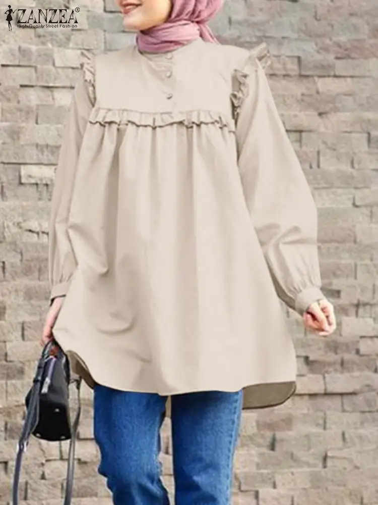 ZANZEA Casual Ruffles Party Muslim Tops Woman Vintage Puff Sleeve Blouse O-Neck Solid Color Blusas Femme Loose Islamic Clothing
ZANZEA Casual Ruffles Party Muslim Tops Woman Vintage Puff Sleeve Blouse O-Neck Solid Color Blusas Femme Loose Islamic Clothing