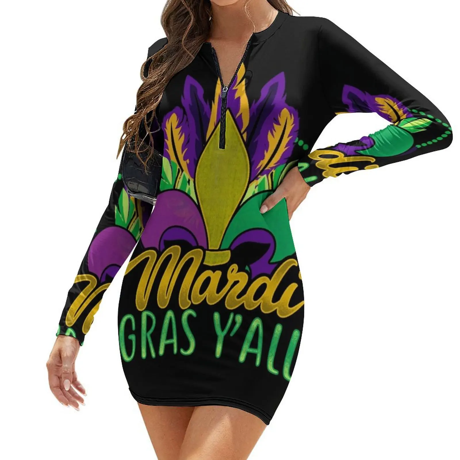 Mardi Gras Y'All Long-Sleeve Bodycon Dress african dresses for woman women's elegant loose dresses
Mardi Gras Y'All Long-Sleeve Bodycon Dress african dresses for woman women's elegant loose dresses