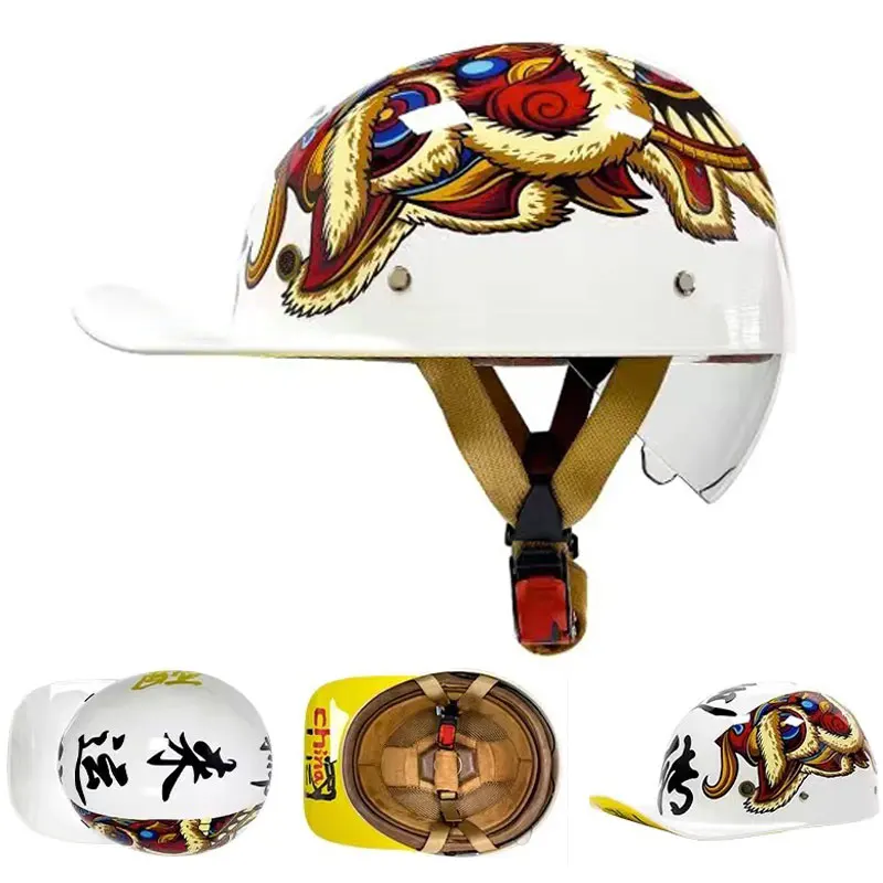 

DOT Approved Retro Baseball Motorcycle Helmet for Bike Cruiser Chopper Moped Scooter Baseball Cap Skateboard Half Face Helmets