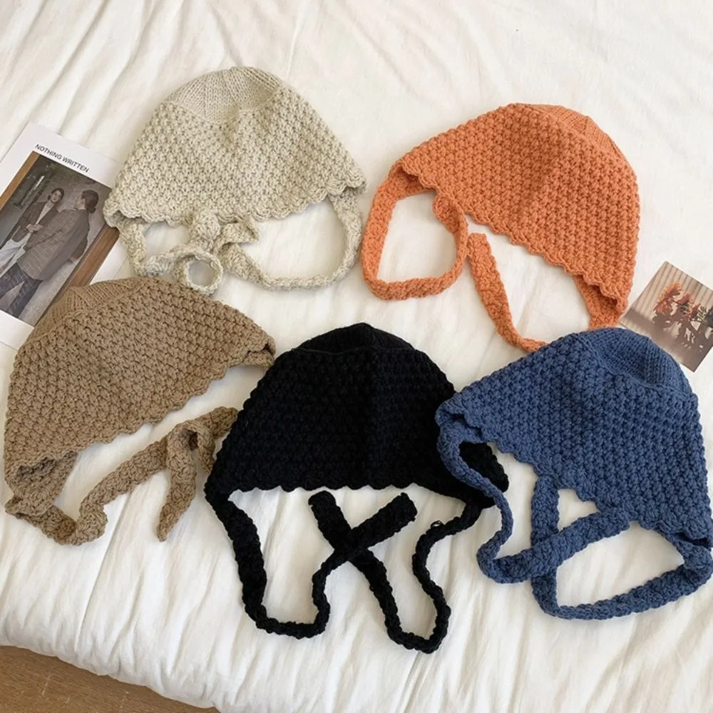 Winter Beanie Hat Fashion Knitting Cute Lacing Knitted Hat Woolen Ear Protection Bucket Hat Women
Winter Beanie Hat Fashion Knitting Cute Lacing Knitted Hat Woolen Ear Protection Bucket Hat Women