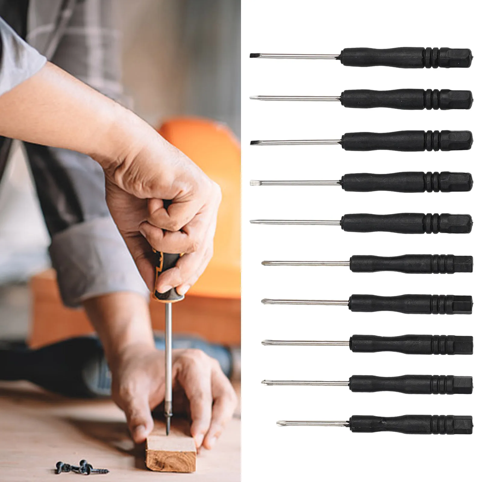 10Pcs Mini Screwdriver Black Handle 2mm Cross Slotted Simple Screwdriver Watch Glasses Disassembly Maintenance Repair Hand Tool
10Pcs Mini Screwdriver Black Handle 2mm Cross Slotted Simple Screwdriver Watch Glasses Disassembly Maintenance Repair Hand Tool