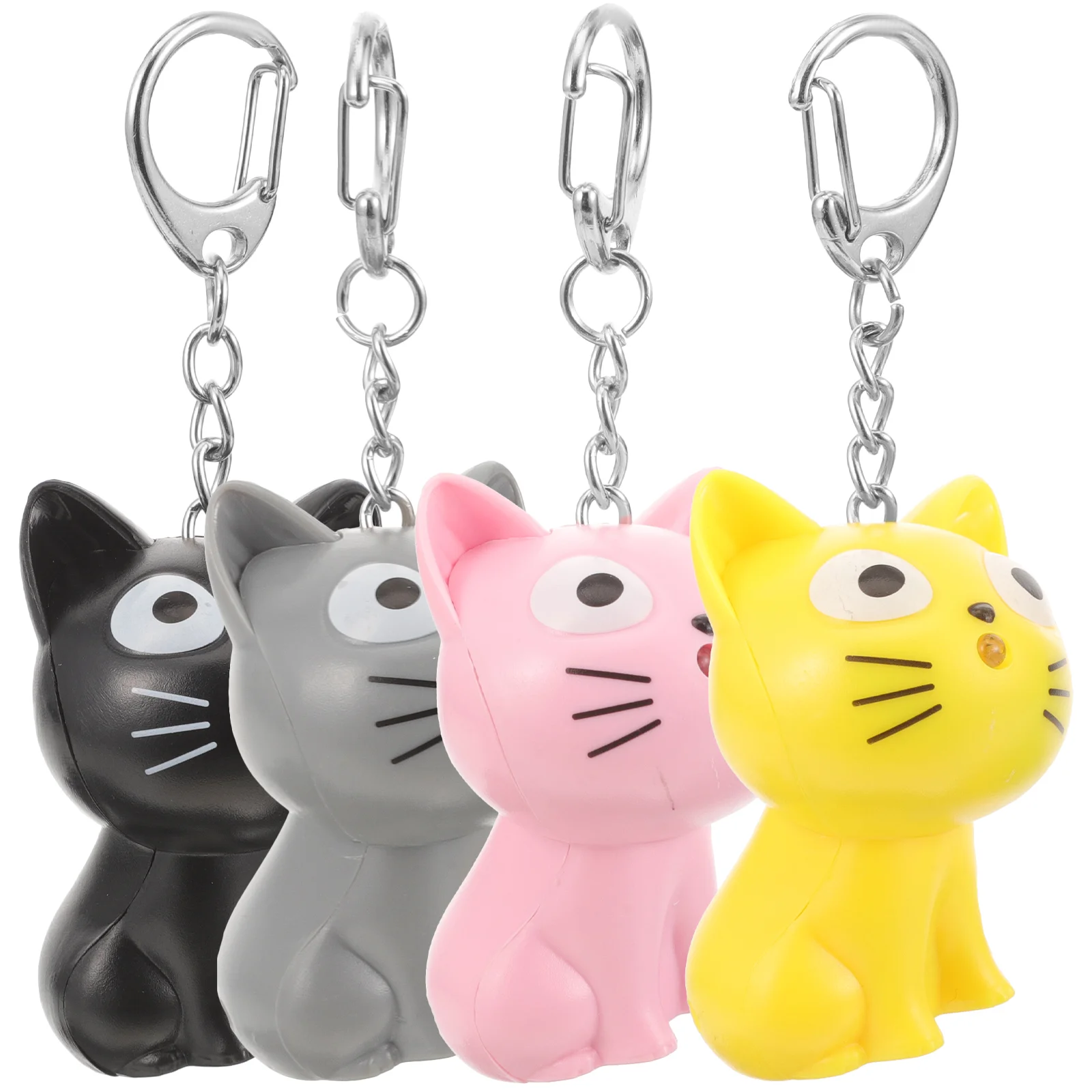 

4 Pcs Cheese Cat Keychain Mini Light up Ring Hanging Pendant Button Keychains for Backpack
