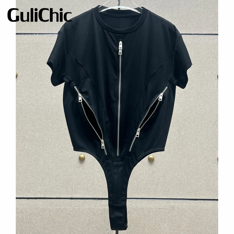 7.22 GuliChic Women Casual Zipper Patchwork Crew Neck Short Sleeve Black White Cotton Bodysuit
7.22 GuliChic Women Casual Zipper Patchwork Crew Neck Short Sleeve Black White Cotton Bodysuit